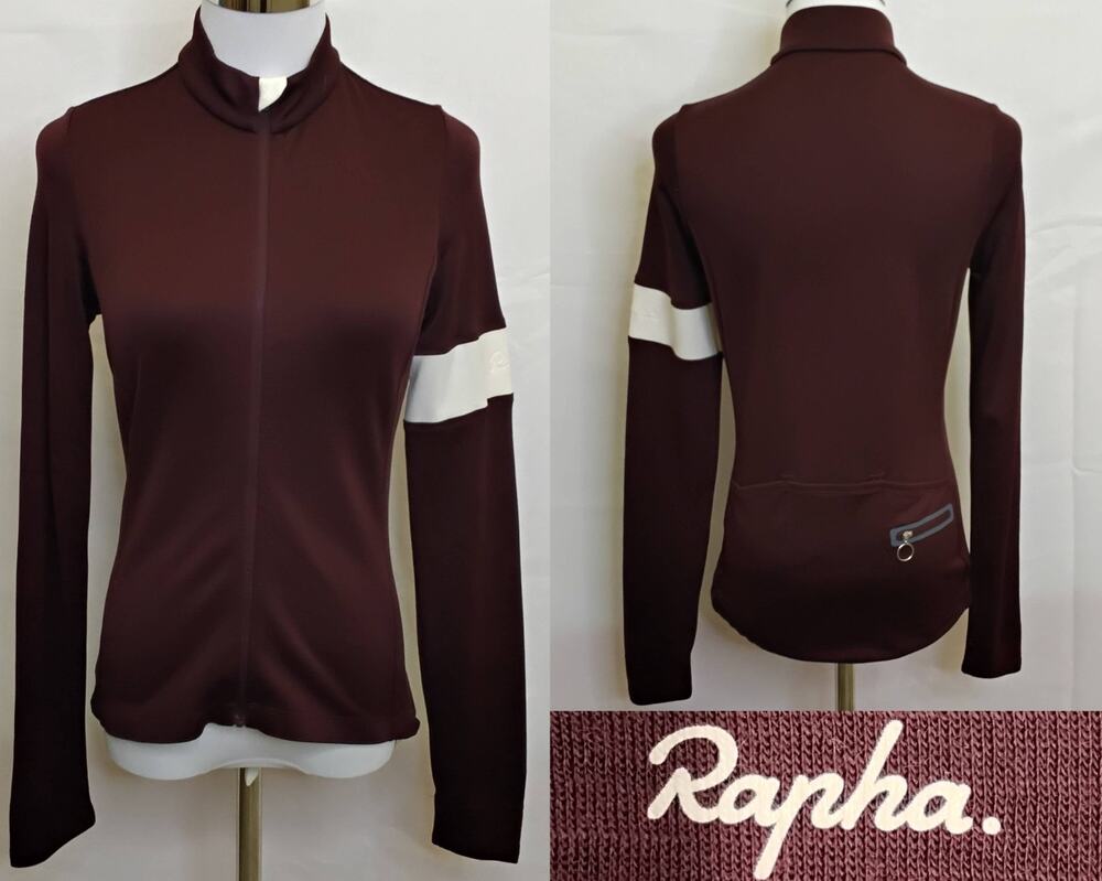 Rapha Cycling Jacket Women's S Burgundy/White Full Zip Wool Blend #J4856